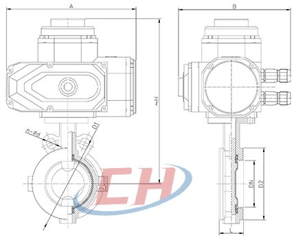 電動襯F4對夾蝶閥結(jié)構(gòu)圖
