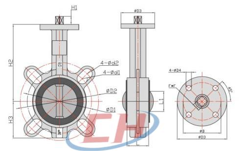 防爆電動中線蝶閥結(jié)構圖