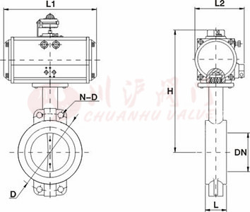 氣動襯膠蝶閥結構圖