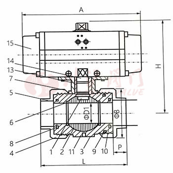 氣動(dòng)雙由令球閥 結(jié)構(gòu)圖