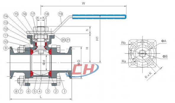 三片式卡箍球閥結(jié)構(gòu)圖